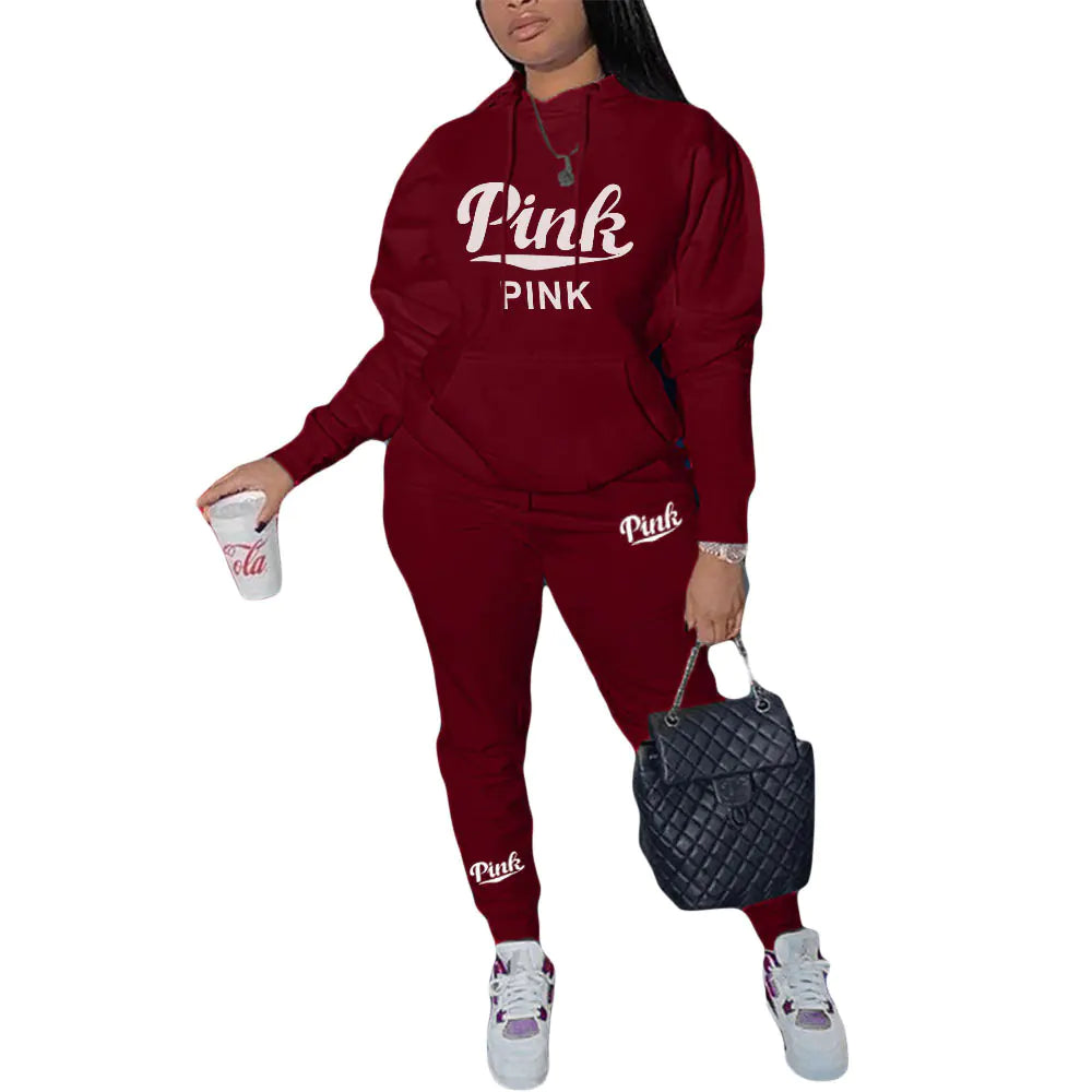 N8999P3 Plus Size Casual Printed Sweatshirt Set
