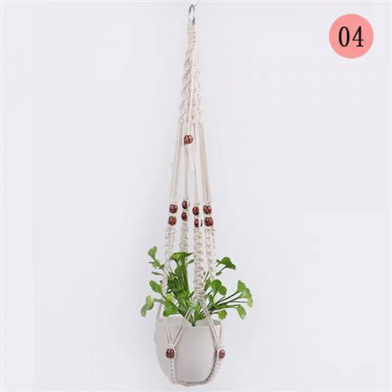 Handwoven Cotton Rope Hanging Planter Basket