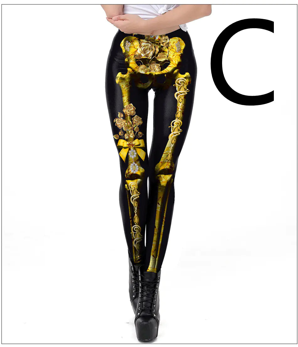 Halloween Skull Frame Digital Print Sexy Leggings