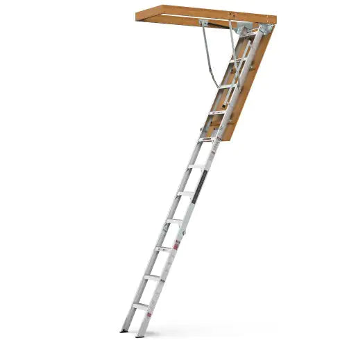 Household Aluminum Attic Ladder 25 X 54 ,350lbs Capacity, 7-10 Ft Ceiling Height