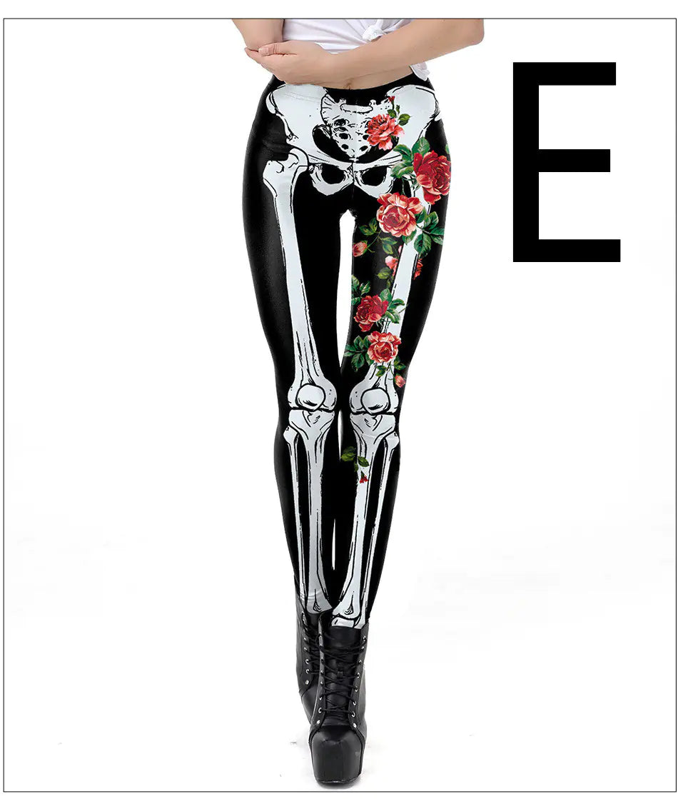 Halloween Skull Frame Digital Print Sexy Leggings